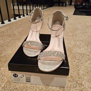 DStudio Silver Sparkle Wedge Sandels